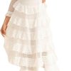 Women's White Lace Long Dress Elegant Ruffled Waist Long Sleeve Slim Fit Party Dress
