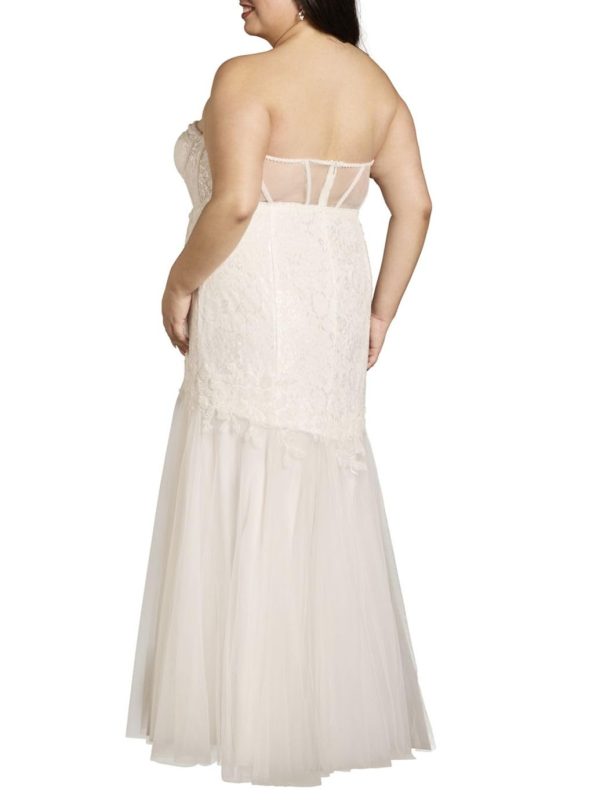 Strapless Beaded Lace Mermaid Wedding Dress
