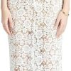 Women Slim Fit White Lace Hollow Dress Square Collar Puff Sleeve Mid Calf Fit Flare Dresses for Party(Small Short)