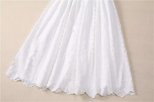 Women's White Vintage Casual Daily Wear Vacation Dresses Flower Embroidery Lace Princess Dress