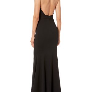Women's Camden Sleeveless Halter Plunging Long Stretch Gown