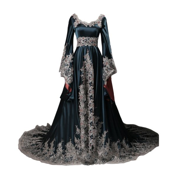 Vintage Long Sleeves Formal Evening Gowns A Line Women Gothic Dresses