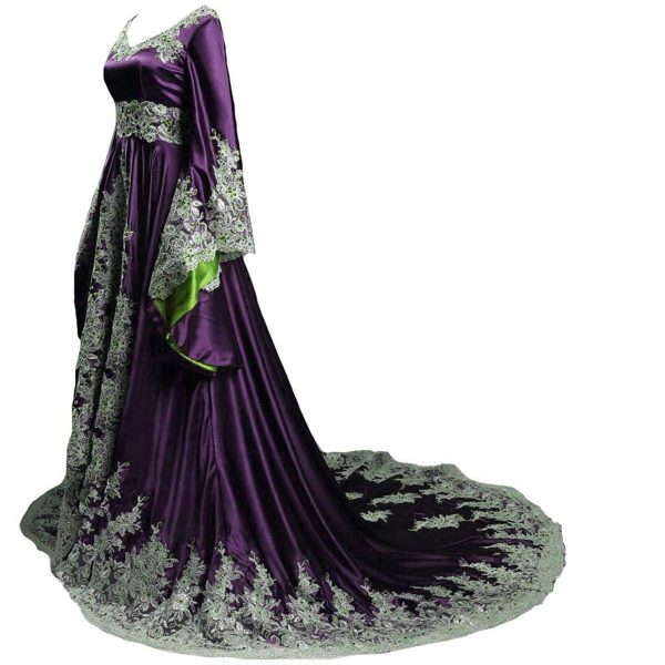 Vintage Long Sleeves Formal Evening Gowns A Line Women Gothic Dresses