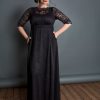 Women??s Plus Size Leona Lace Gown, Maxi Dress Formal Evening Ball Gown with Side Pockets for Wedding Guest