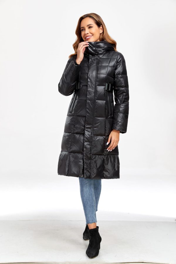 Long Down Jacket for Women Hooded Long Puffer Coat Duck Down Winter Coat Trendy Parka Jacket 2024