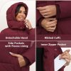 Women's Down Coat with Detachable Hood, Long Puffer Coat Women Winter Jacket