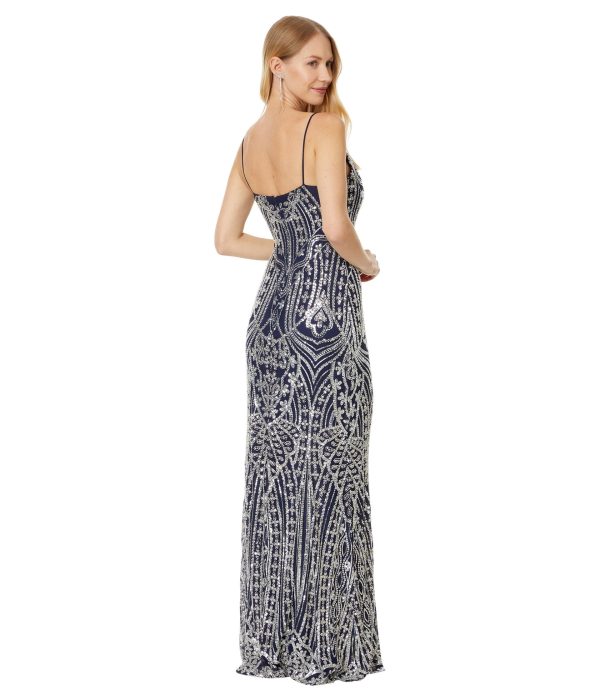 Women's Long Beded Sequin Placement Slit