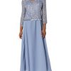 Women's Petite Scoop Neck 3/4 Sleeve Beaded Dress